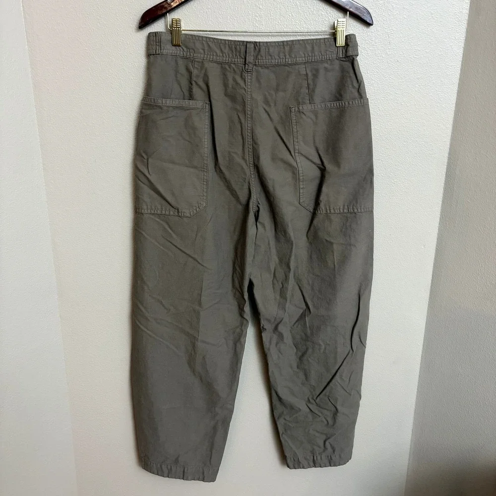 Everlane Fatigue Barrel Pant Size 10 Taupe High Rise Organic Cotton Linen